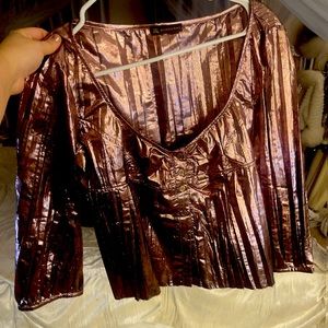 Authentic Metallic Pink Burberry button up top size 42 Medium